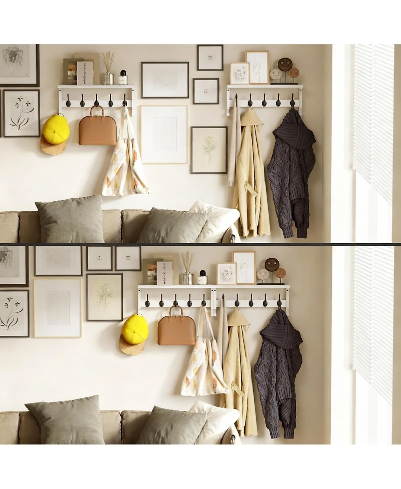 Yigii Solid Pine Wood Wall Coat Rack with Hooks for Entryway, Living Room, Bathroom, Bedroom