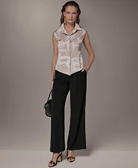 Donna Karan New York Petite Sleeveless Collared Top