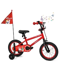 Mecale 14 Inch Kids Bike Adjustable with Christmas Music & Flag for Aged 4-5 Years Old