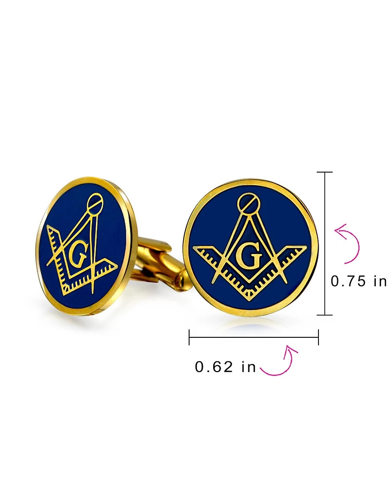 Bling Jewelry Round Circle Disc Freemasons Compass Symbol Shirt Cufflinks with Enamel