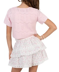 Rare Editions Girls' 7-16 Short-Sleeve Cardigan, Cami and Skirt, 3-Piece Set