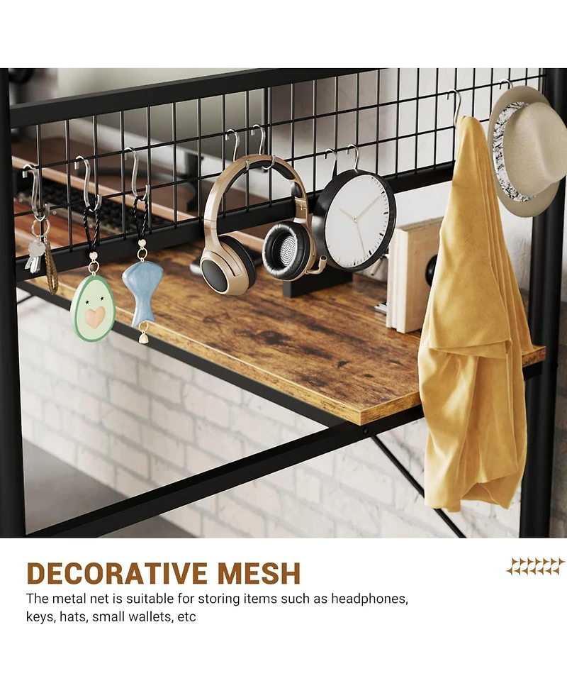 gaomon Loft Bunk Bed with L-Shaped Desk, Twin Loft Bed with Desk Underneath, Metal Bunk Beds with High Guardrail