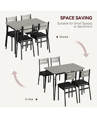 gaomon 5-Piece Dining Table Set Sturdy Wooden Square Table and Chair Breakfast Table Set for 4 Person for Home or Commercial Dining Room