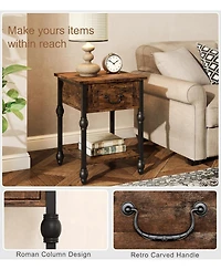 gaomon Industrial End Table with Storage, 2 Tier Side Table with Drawer, Compact Bedside Nightstand for Living Room or Bedroom