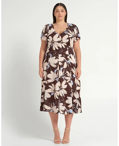 Estelle Plus Size Caroline Floral Empire Waist Midi Dress