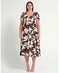 Estelle Plus Size Caroline Floral Empire Waist Midi Dress