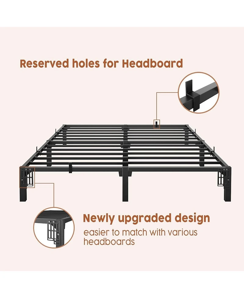 gaomon 10 in Tool-Free Bed Frame, Heavy Duty Metal Platform Bed Frame with Durable Iron Slat Support and Legs, No Box Spring Required