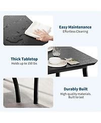 gaomon 5Pcs Dining Table Set for 4, Space-Saving Kitchen with Upholstered Chairs, Modern Angled Corner Design, Compact Dinner