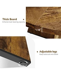 gaomon 47 Inch Round Farmhouse Dining Table for 4-6 with Wooden Top and Legs – Large Rustic Table for Home Dining Room or Living Room (No Chair