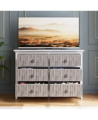gaomon Fluted 6 Drawer Dresser, Farmhouse Wooden Storage Chest for Living Room