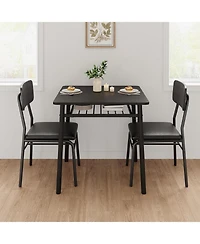 gaomon Dining Table for 2 with Storage Rack Small Kitchen Table for 2 with Metal Square Table with Upholstered Chairs Set of 2 3-Piece Dining Room Set
