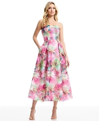 Dress the Population Women's Mika Strapless Floral