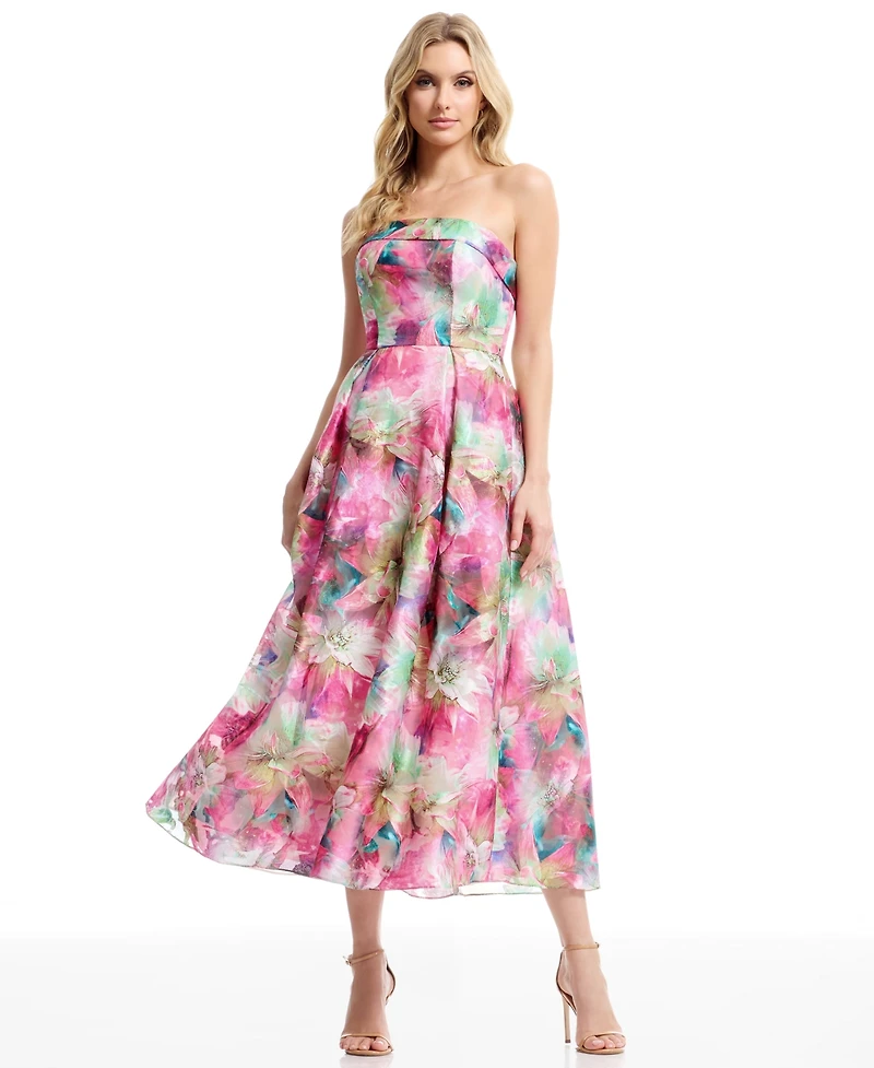 Dress the Population Women's Mika Strapless Floral