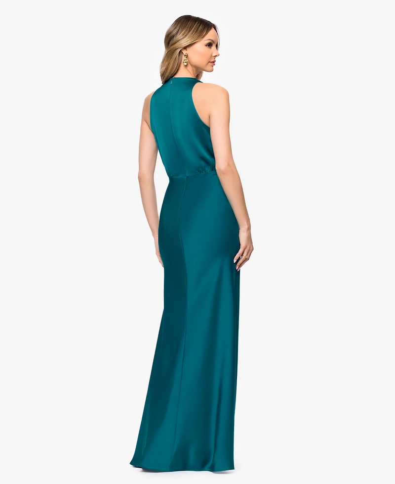 Betsy & Adam Petite V-Neck Sleeveless Ball Gown