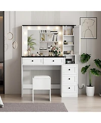 gaomon Makeup Vanity Set - Vanity Desk with Lighted Mirror and Charging Station