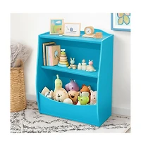 gaomon 2-Tier Kids Toy Storage Organizer with Bookshelf, Wooden Book Display Shelf for Playroom