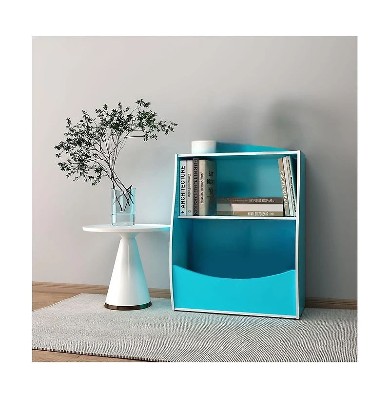 gaomon 2-Tier Kids Toy Storage Organizer with Bookshelf, Wooden Book Display Shelf for Playroom