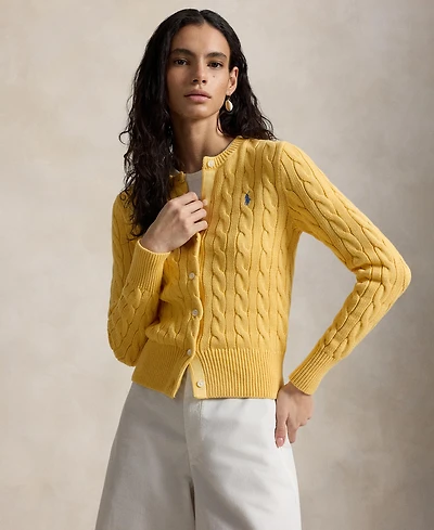 Polo Ralph Lauren Women's Cable-Knit Cotton Crewneck Cardigan Sweater
