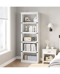 gaomon 5-Tier Farmhouse Bookcase – Wooden Bookshelf with Open Display Shelves and Storage, Freestanding Home Office, Living Room, Bedroom