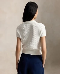 Polo Ralph Lauren Women's Slim Fit Ribbed Collar Cropped Sweater