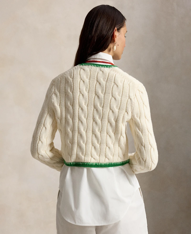 Polo Ralph Lauren Women's Crewneck Buttoned Placket Cropped Cardigan