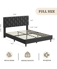 gaomon Full Upholstered Platform Bed Frame with Headboard, Heavy-Duty Wooden Slats, Noise Free, No Box Spring Needed, Easy Assembly