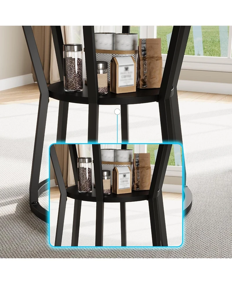 gaomon Round Dining Table for 4-6 47.2 Inch Farmhouse Kitchen Table with Storage Circle Dinner Tables for Kitchen Dining Room Living Room