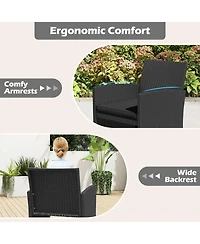 Gymax Set of 8 Patio Conversation w/Seat Cushions & Tempered Glass Tabletop Porch Outdoor