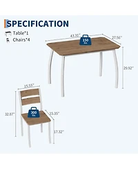 gaomon 5Pcs Dining Table Set for 4, Space-Saving Kitchen Table with Upholstered Chairs, Modern Angled Corner Design, Compact Dinner Set