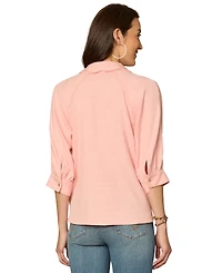 Democracy Women's Scallop Edge Collared Shirt