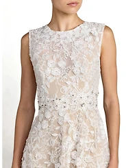 Mac Duggal Women's Floral Embroidered High Neck Midi Dress