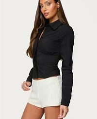 Edikted Women's Amelie Lace Up Button Shirt