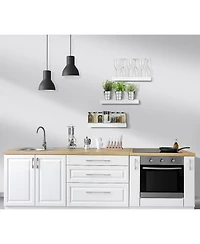 Sorbus Rustic Wood Hanging Rectangle Wall and Floating Shelf Set, Pack of 3