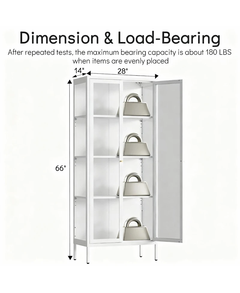 Yigii Tempered Glass Sturdy Steel Frame 3-Side Display Cabinet