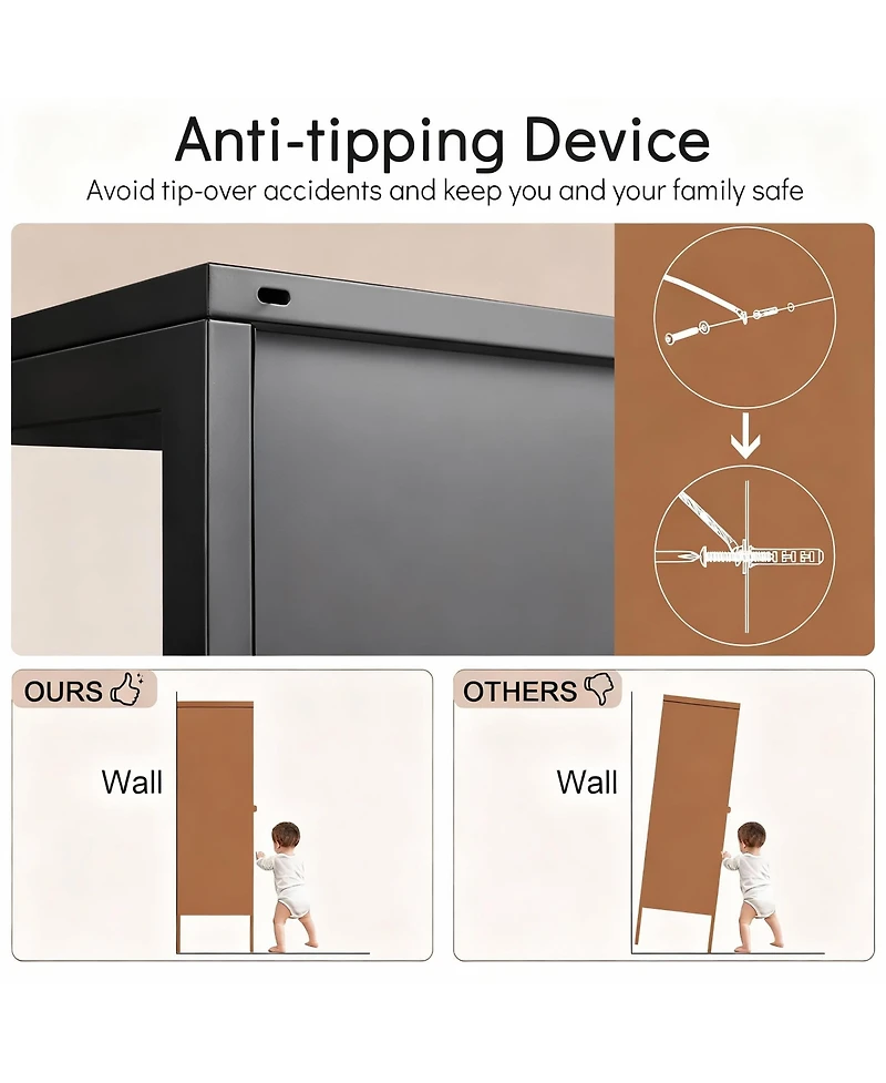 Yigii Tempered Glass Sturdy Steel Frame 3-Side Display Cabinet