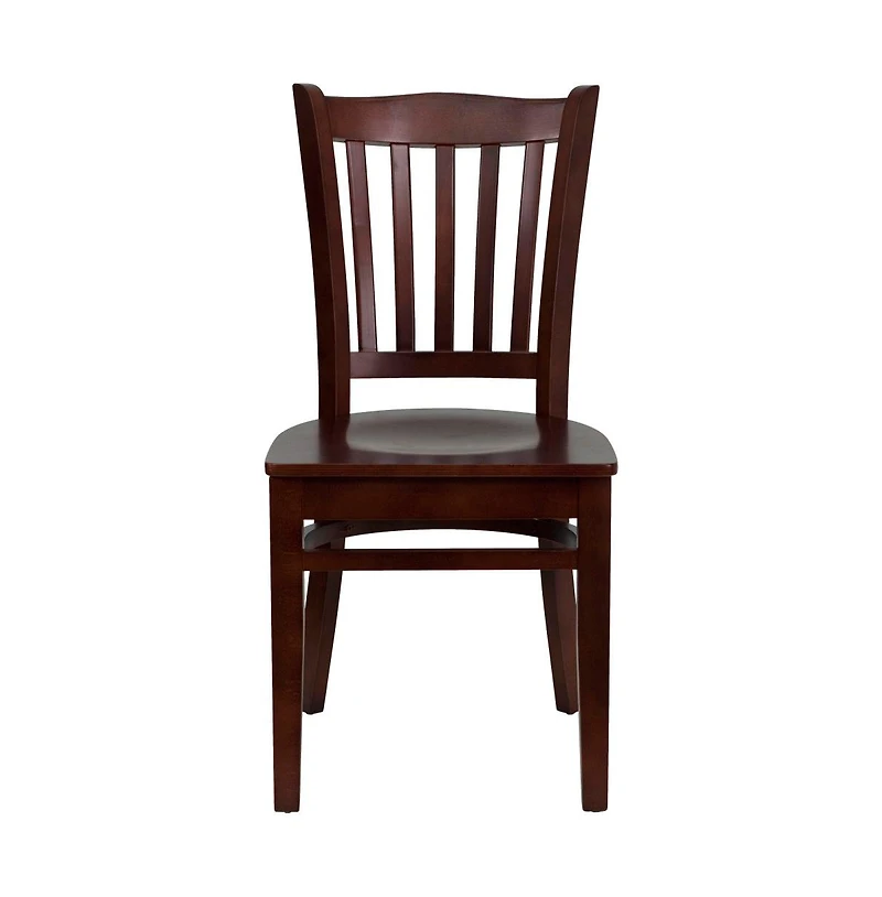 Emma+Oliver Vertical Slat Back Wooden Restaurant Dining Chair