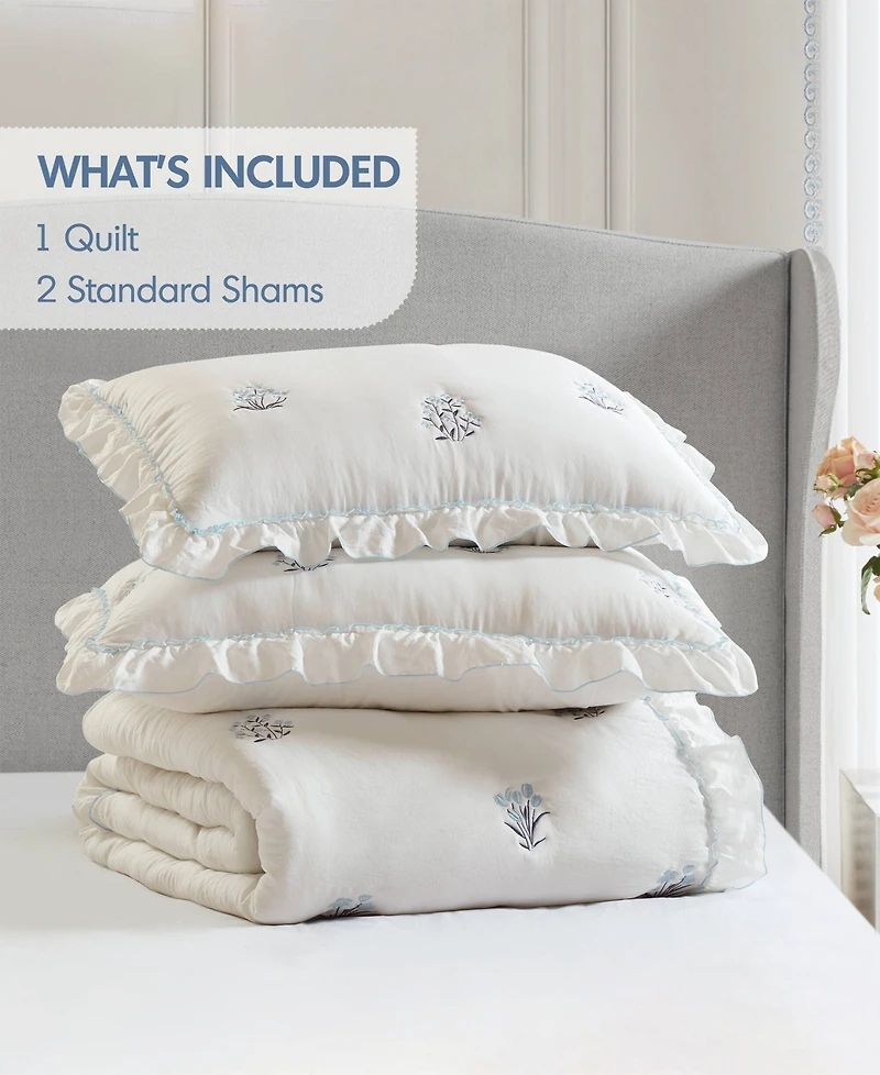 Intelligent Design Aglaia Floral Down Alternative 3-Pc. Quilt Set, Full/Queen