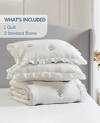 Intelligent Design Aglaia Floral Down Alternative 3-Pc. Quilt Set, Full/Queen