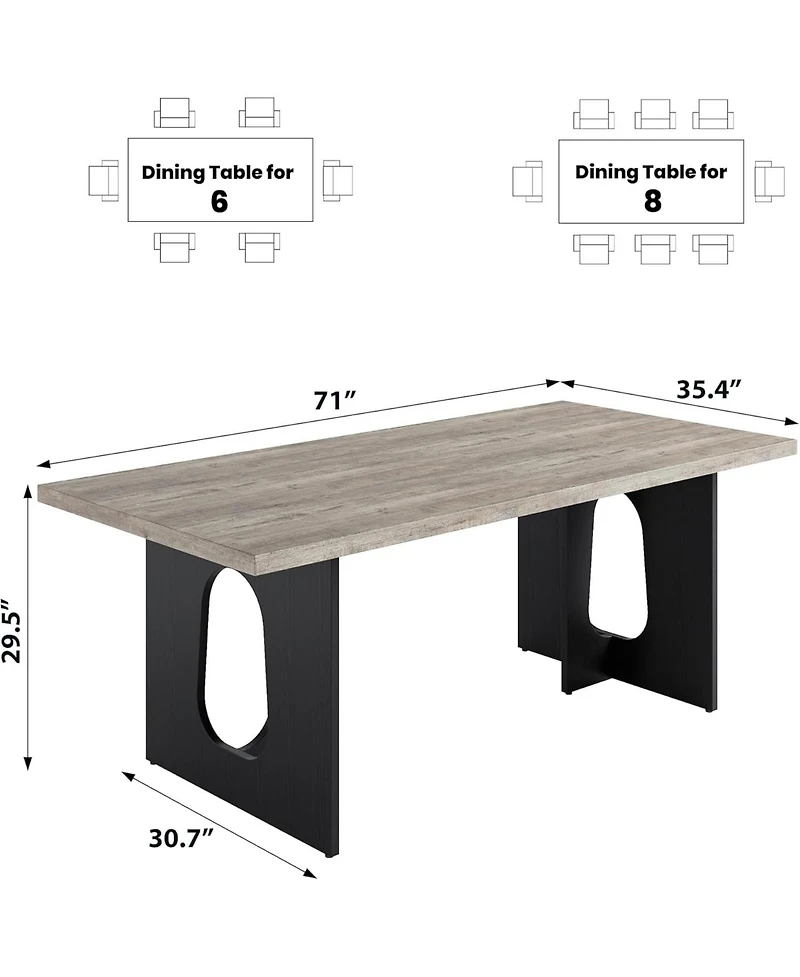 gaomon 71" Long Dining Table for 6-10 People - Farmhouse Kitchen with Extra Thick Tabletop & Heavy-Duty Metal Legs, Sturdy Rectangular