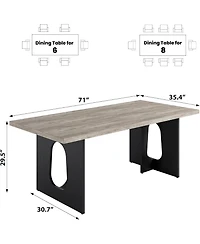 gaomon 71" Long Dining Table for 6-10 People - Farmhouse Kitchen with Extra Thick Tabletop & Heavy-Duty Metal Legs, Sturdy Rectangular