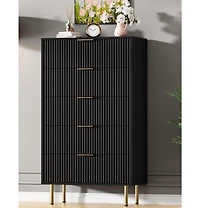 Galomon 5 Drawer Dresser,Fluted Dresser for Bedroom,47.9" Tall Dressers Chest of Drawers,Wood Tall Dressers with Metal Handle for Closet, Living