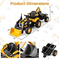 Slickblue 12V 4-in-1 Kids Ride On Tractor with Excavator & Bulldozer