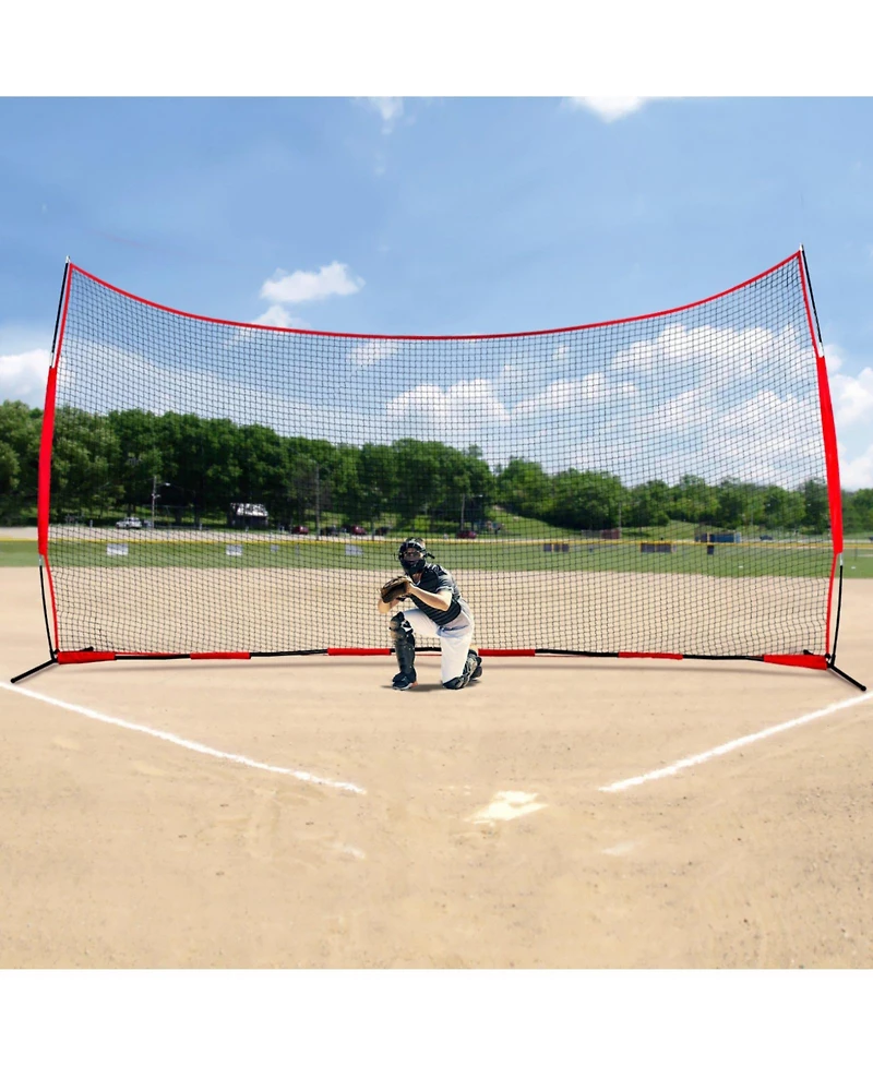 Mecale Barricade Backstop Net, 20x10 ft Sports Barrier Netting with Carry Bag, Practice Screen for Baseball, Softball, Soccer and Hockey
