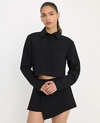Good American Women's Collared Cropped Jacket, Regular & Plus