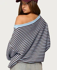 Edikted Women's Averi Striped Oversized Off Shoulder Sweater