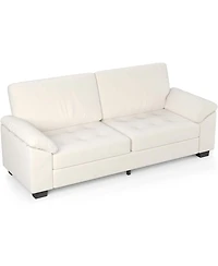 gaomon 90 in 3-Seater Velvet Upholstered Loveseat, Oversized with Soft Armrests, Button Tufted Couch for Living Room, Bedroom, Beige