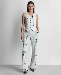 Dkny Women's Pinstripe V-Neck Sleeveless Vest