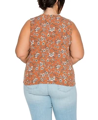 Coin 1804 Plus Boho Floral Rib Twist Tank