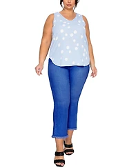 Coin 1804 Plus Polka Dot Crinkle Knit Double V-Neck Tank