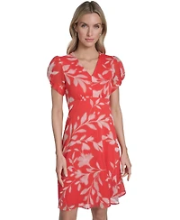 Calvin Klein Women's Printed Puff-Sleeve Shift Dress